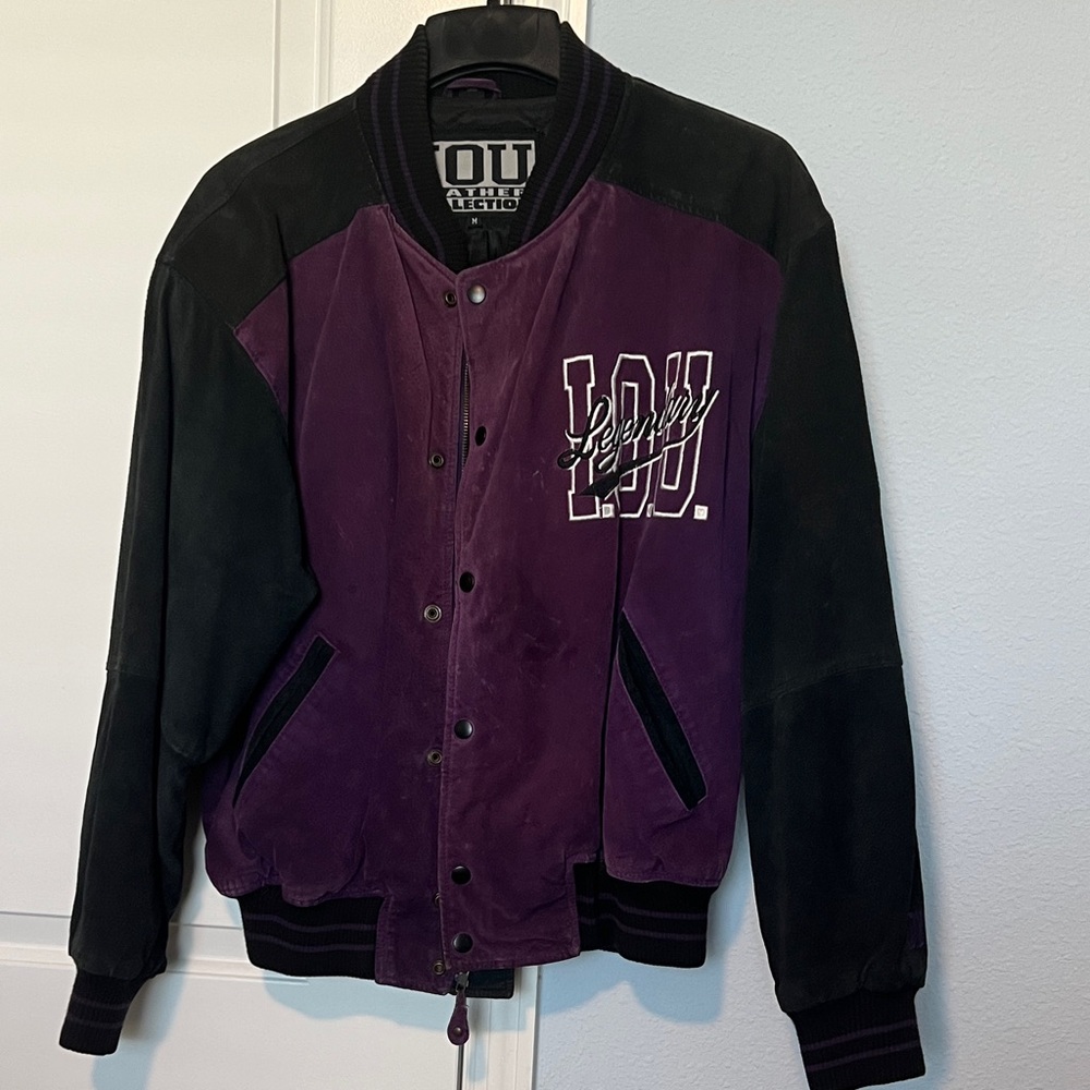 VINTAGE IOU Purple and Black Leather Jacket